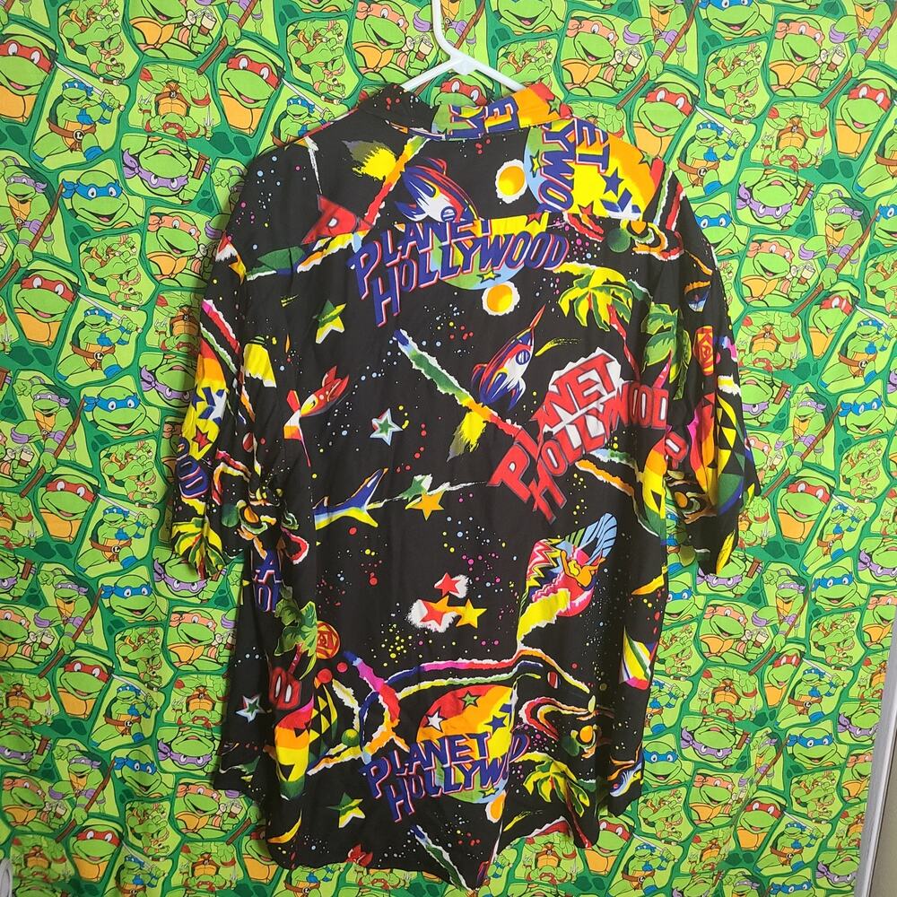 Planet Hollywood Men's Collared Short Sleeve Shirt Size XL Black Galactic Print - Picture 9 of 9